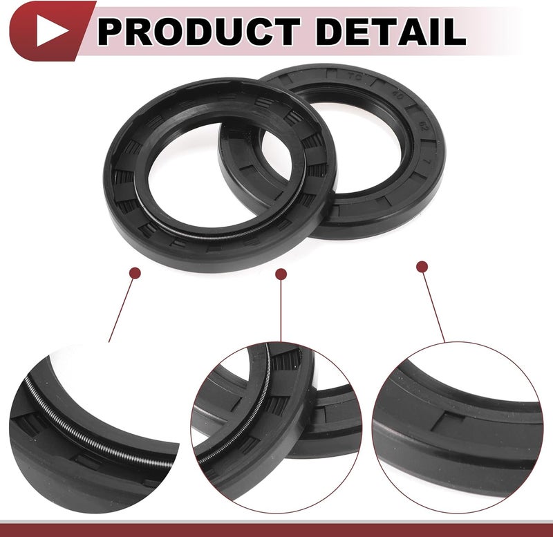 HEROFFIX 5 Pcs Rotary Shaft Seal High Pressure Oil Seal 40x62x7mm Black Nitrile 70 Durometer Rubber - Image 5